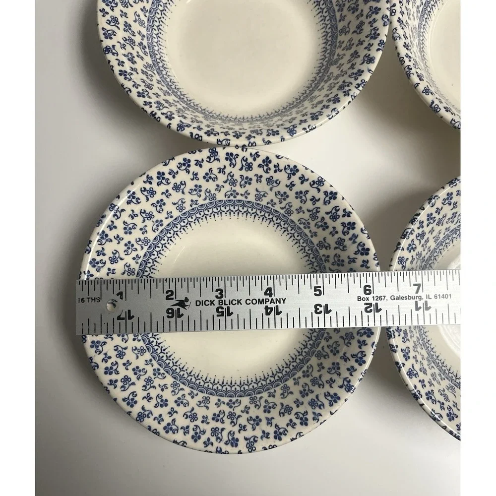 4x English Ironstone Provence Blue Coupe‎ Cereal Bowl Floral Chintz Cottagecore
